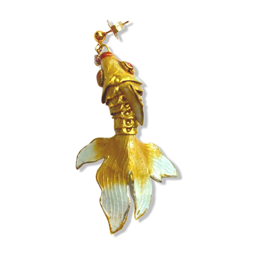 YELLOW FANTAIL GOLDFISH SINGLE EARRING
